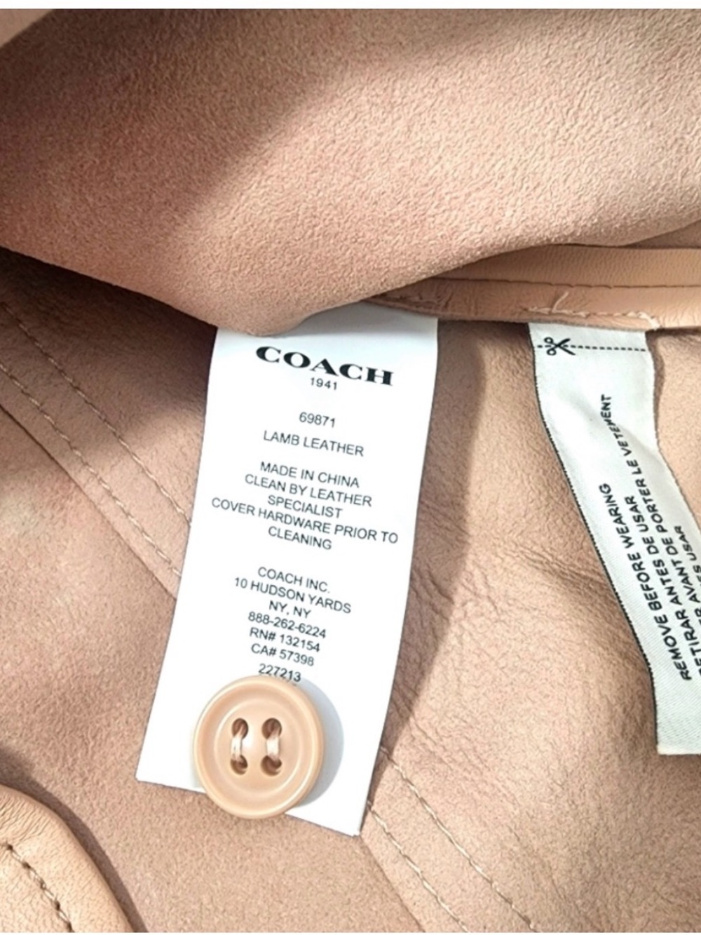NWT Coach Leather Vest: Blush Pink Lamb Leather, Size 4 - Picture 4 of 4